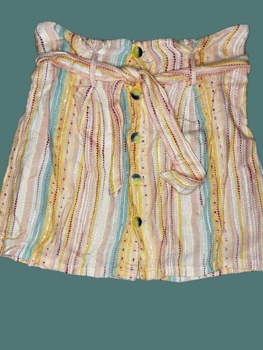 Altr’d State striped Tie Front Paper Bag Mini Skirt